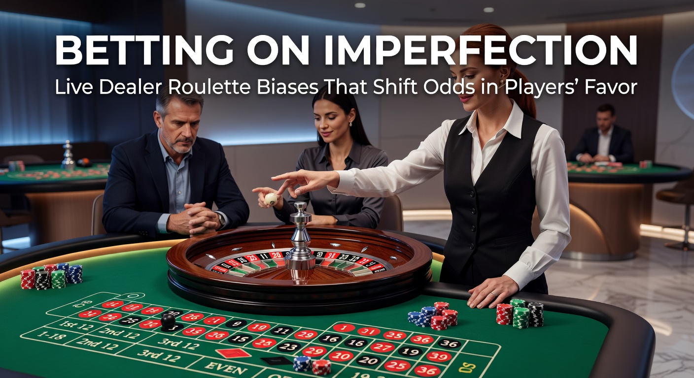 Nahaufnahme eines Roulette-Rads mit markierten Sektoren, die Verzerrungsmuster hervorheben, neben einem Live-Stream-Monitor