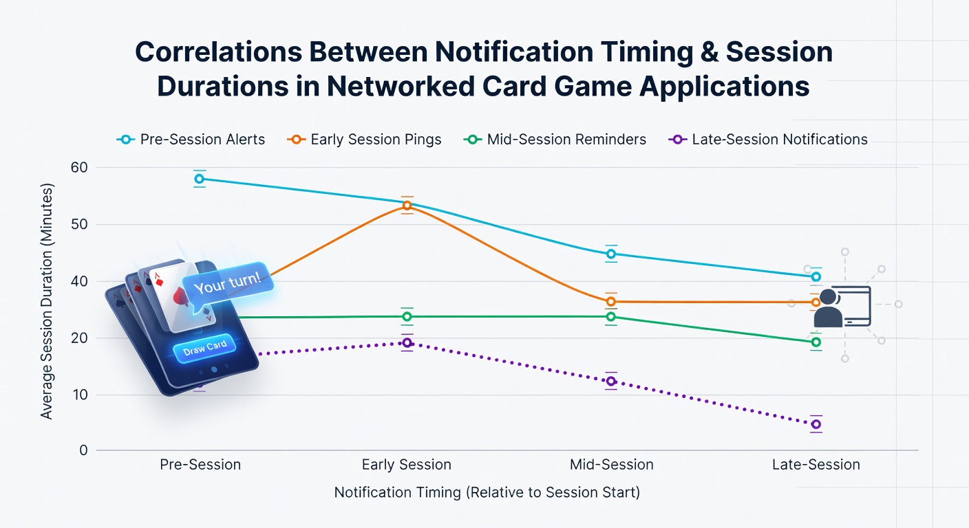 Detaillierte Diagramme zu Sitzungsdauern und Benachrichtigungsintervallen in Kartenspiel-Apps