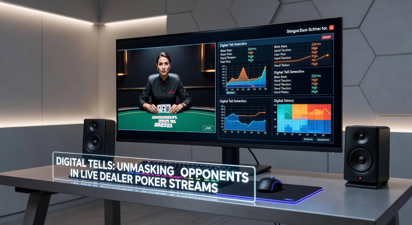 Grafik mit Poker-HUD-Overlay, die Timing-Tells und Bet-Patterns in einem Live-Stream hervorhebt