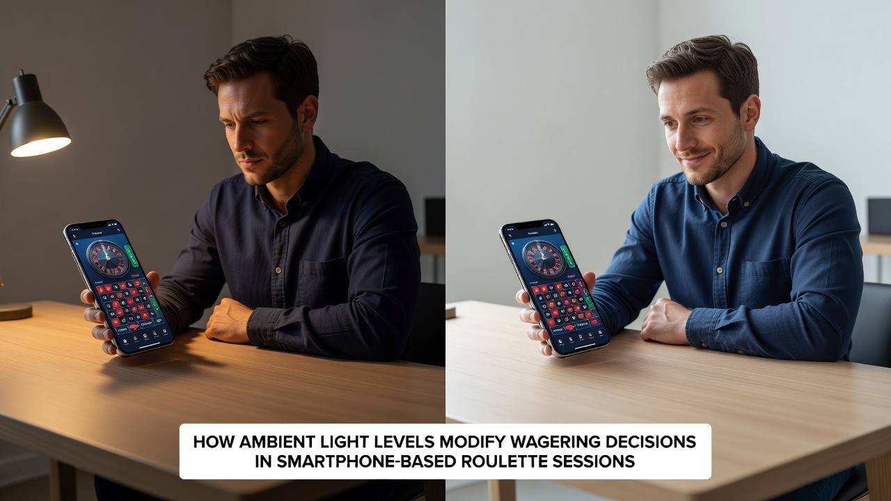 Vergleich von Roulette-Sessions bei Tageslicht und in dunkler Umgebung auf einem Smartphone