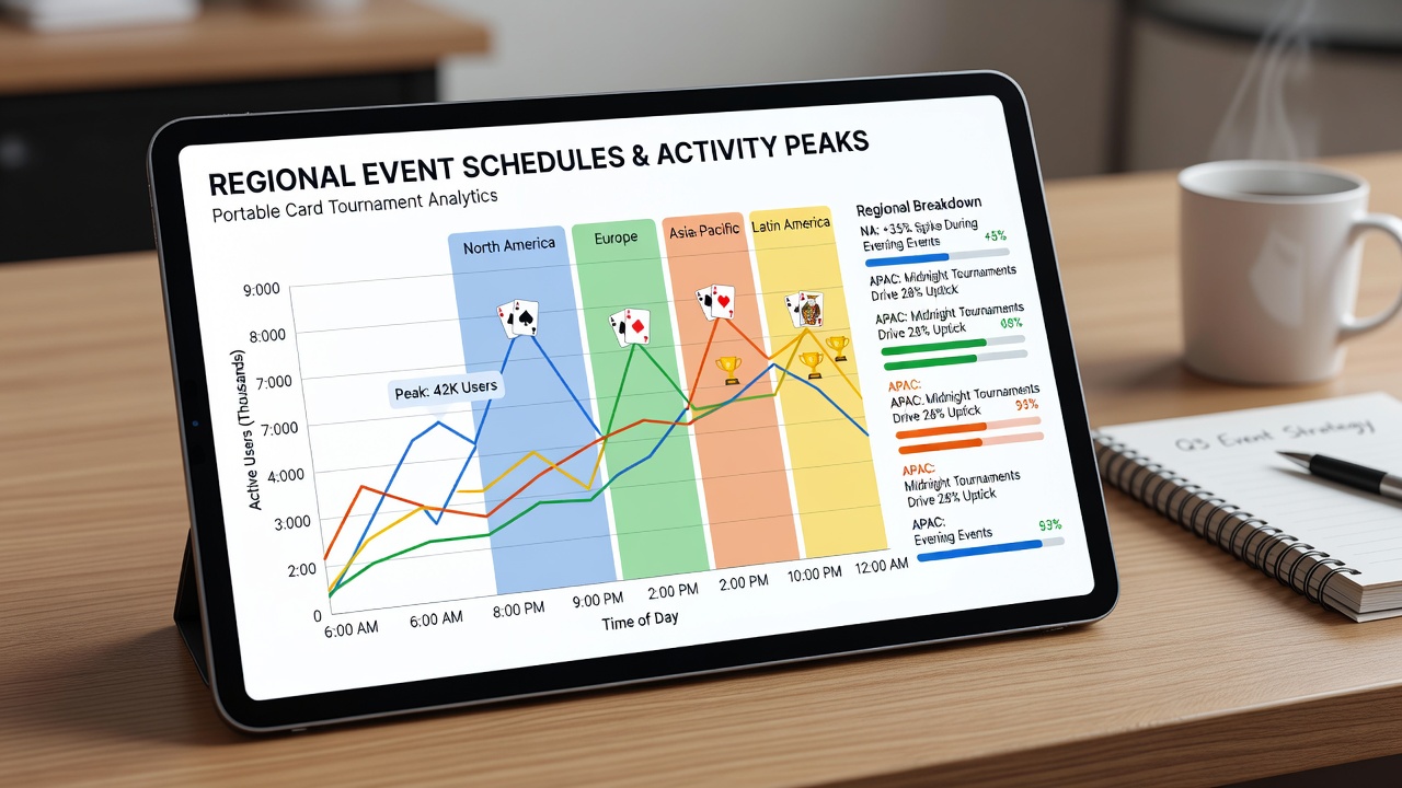 Activity peaks during regional festivals in card tournament applications